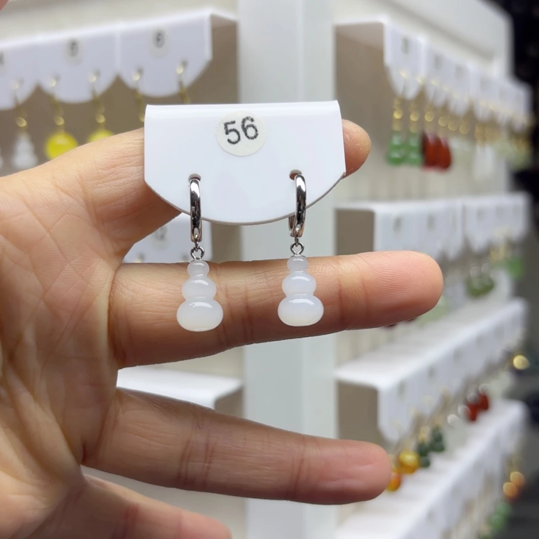 银S925镶嵌和田玉耳饰