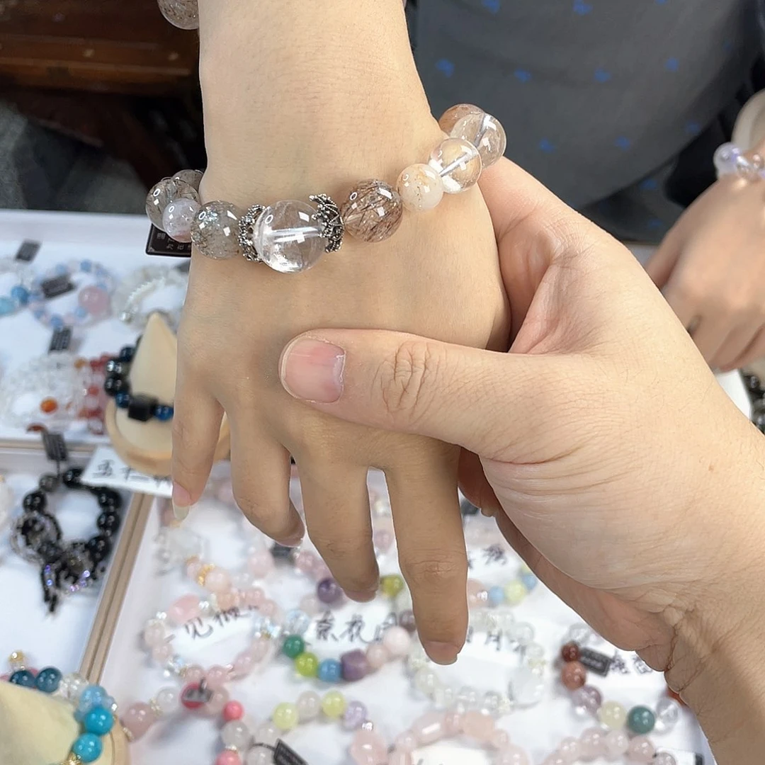 水晶手链银S925镀金镶嵌