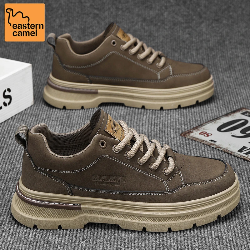东方骆驼男鞋秋季软底防滑耐磨工装鞋厚底增高百搭休闲运动板鞋男