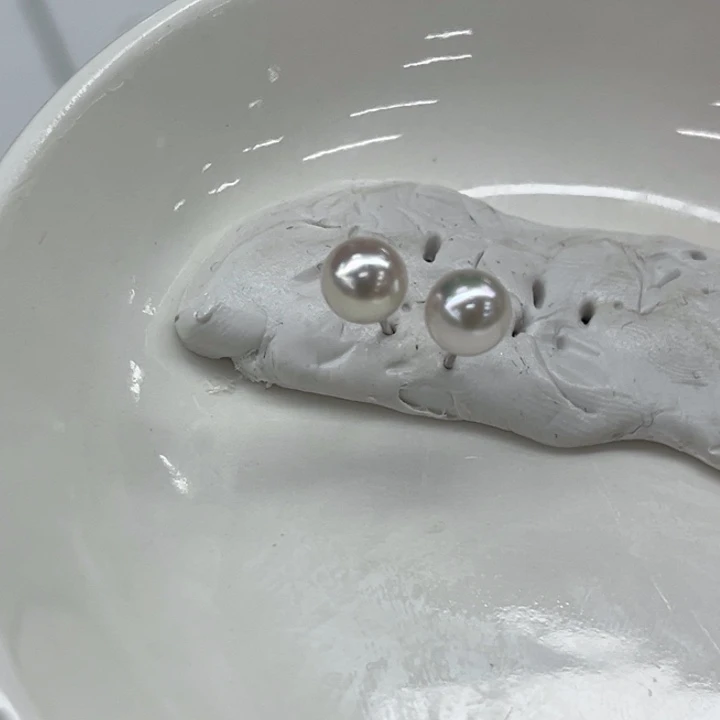 银S925镶嵌耳饰海水珍珠6mmAK