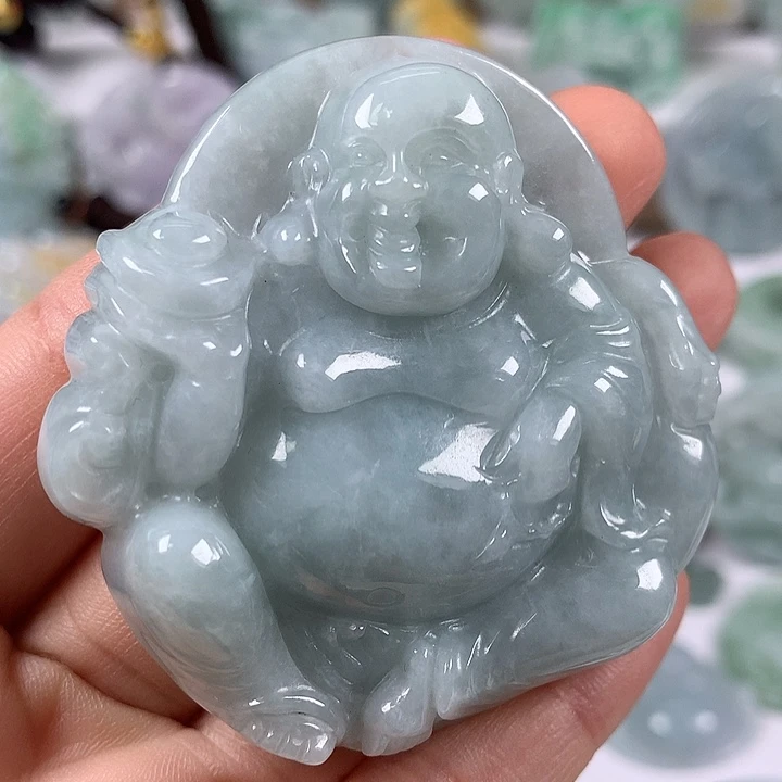 翡翠未镶嵌颈饰逍遥佛福利卡厚12.6