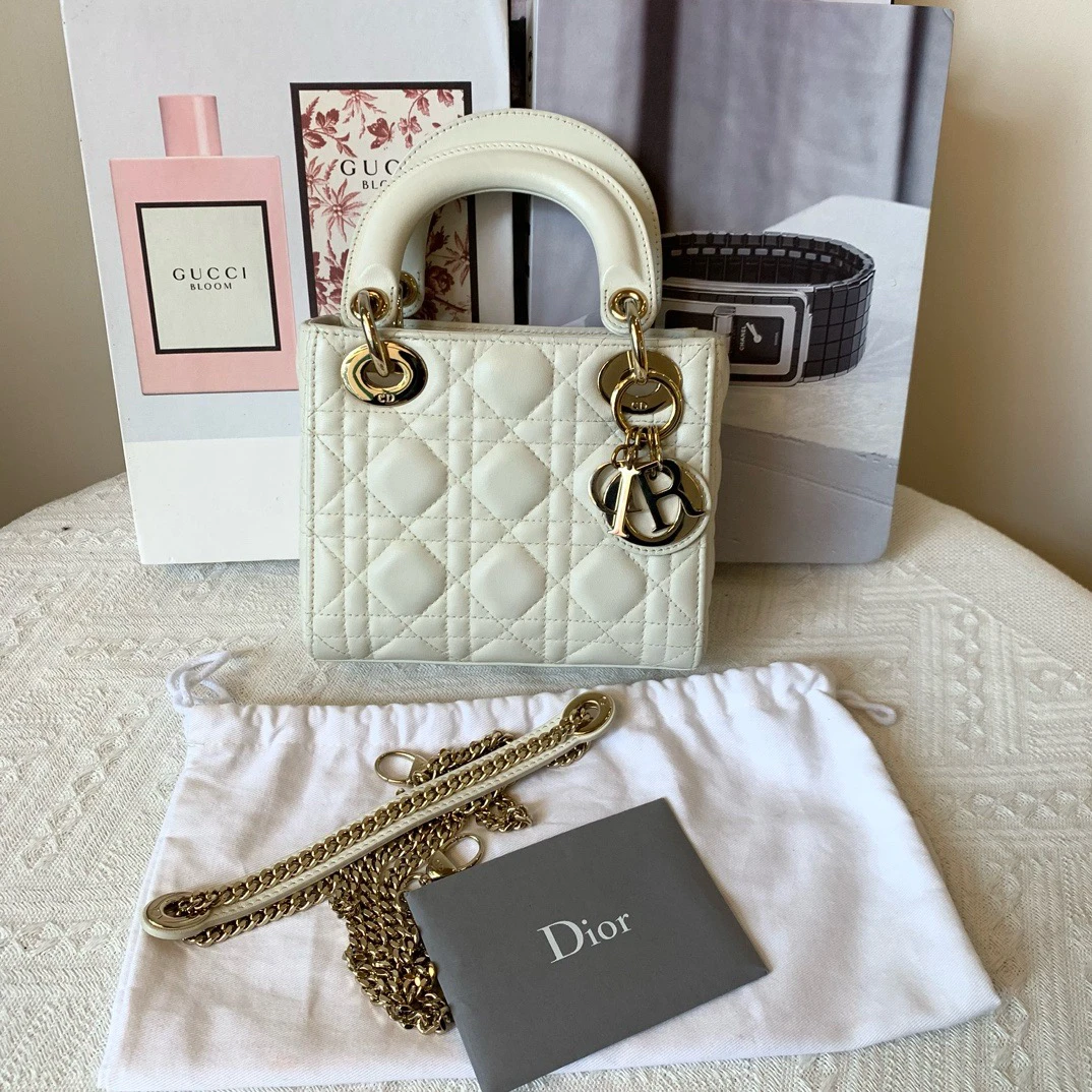 99新 DIOR/迪奥 白金 三格戴妃包