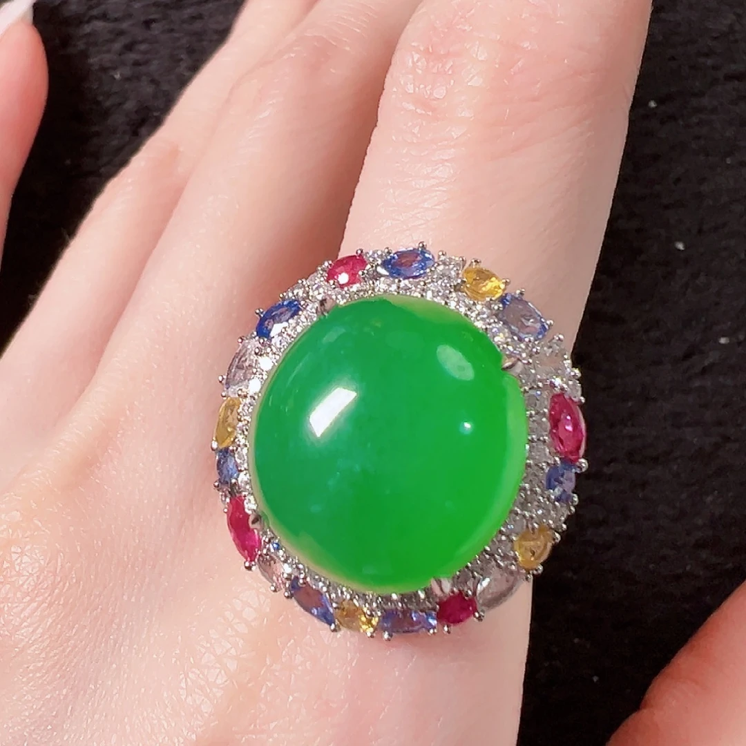 翡翠18K金镶嵌戒指签收后24小时鉴赏期，过时不退