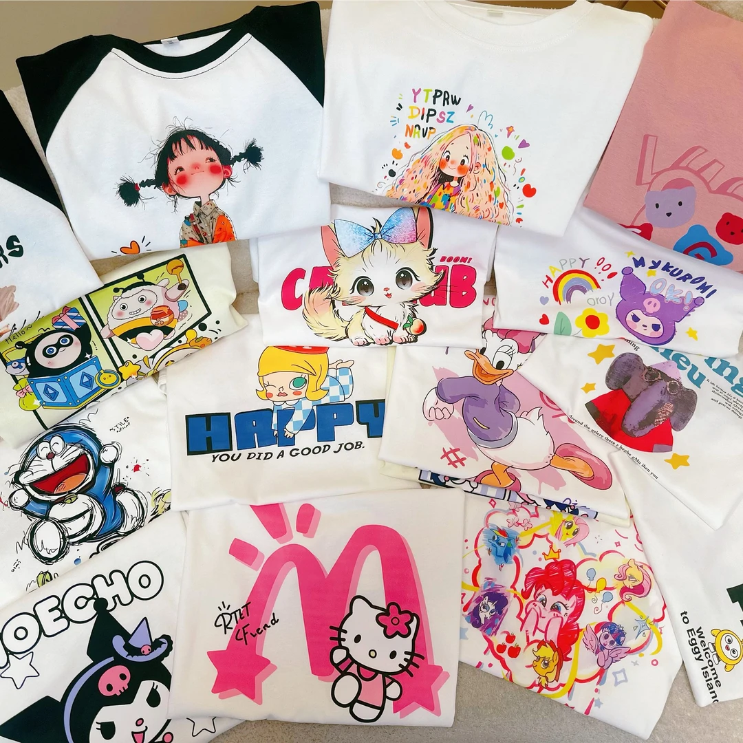 2025夏季男女童纯棉短袖T恤韩版百搭卡通印花中大童上衣
