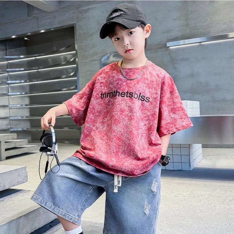 新款中大童夏季时髦纯棉洋气薄款短袖T恤上衣宽松潮流时尚韩版