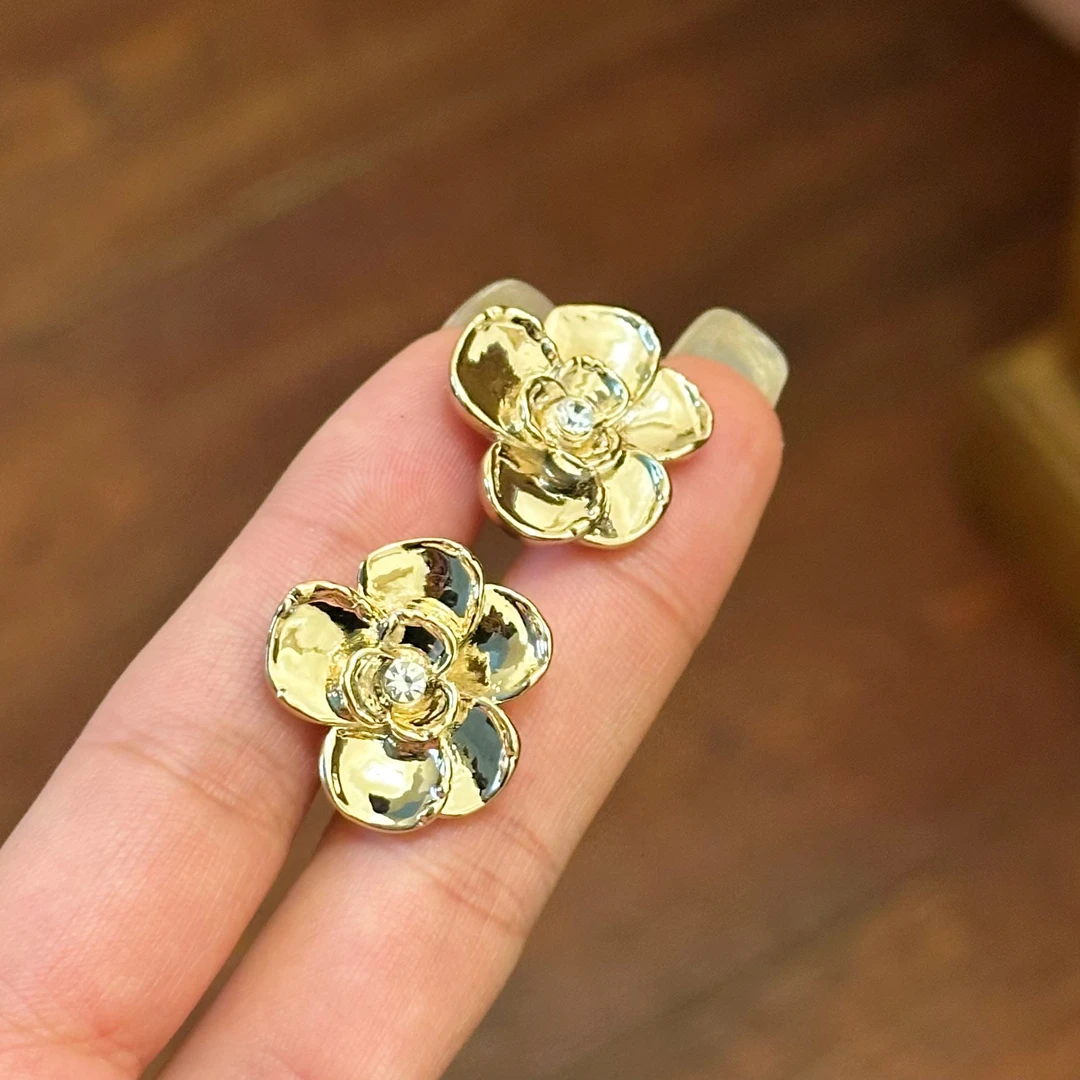 铜合金合成锆石耳饰 气质时尚轻奢小香风ins简约百搭小众耳钉