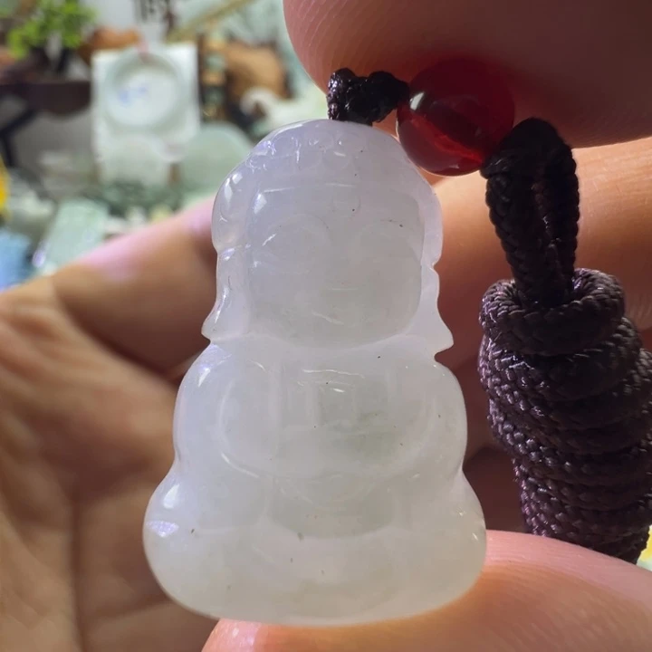 翡翠未镶嵌颈饰缅甸A货翡翠宝宝佛