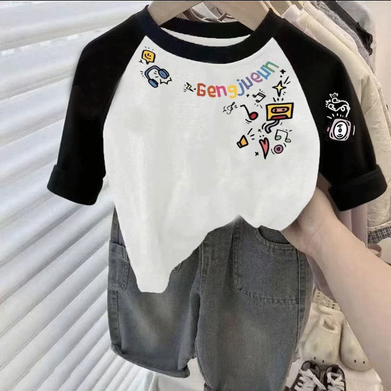 2025新款男童宝宝秋装女孩长袖t恤春秋款秋季上衣T儿童打底衫美式