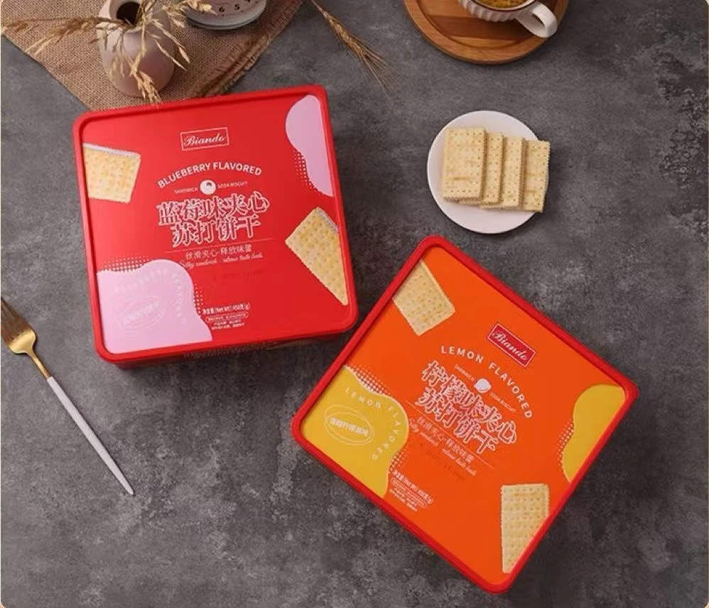 Biando铁尺苏打饼干柠檬蓝莓味夹心独立包装年货办公网红酥脆零食