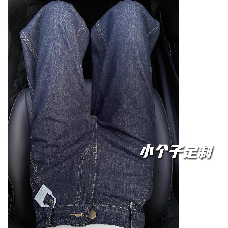 145小个子深蓝色阔腿直筒牛仔裤女2025年夏季薄款高腰牛仔裤女款