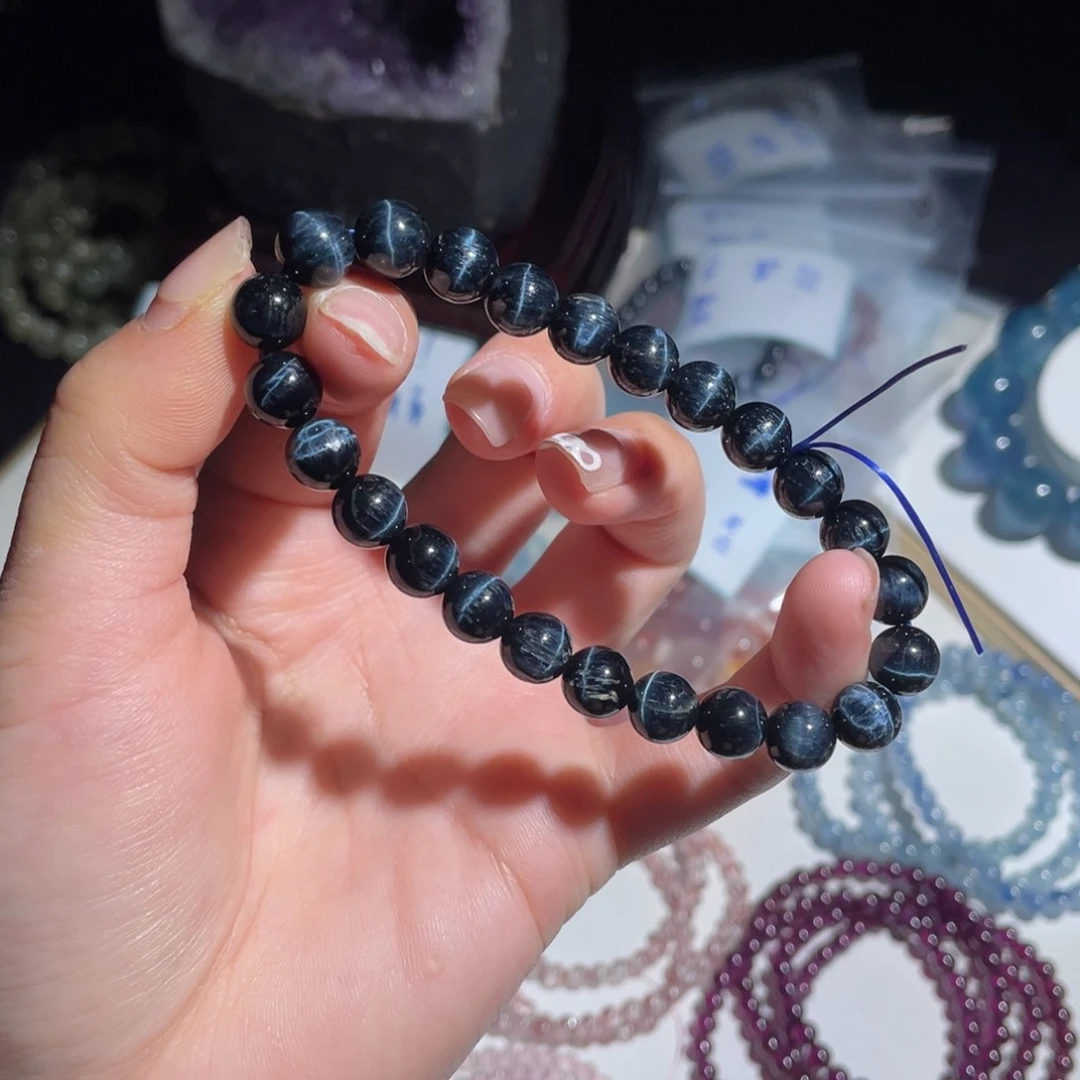 未镶嵌手链水晶闪电蓝虎眼石8mm