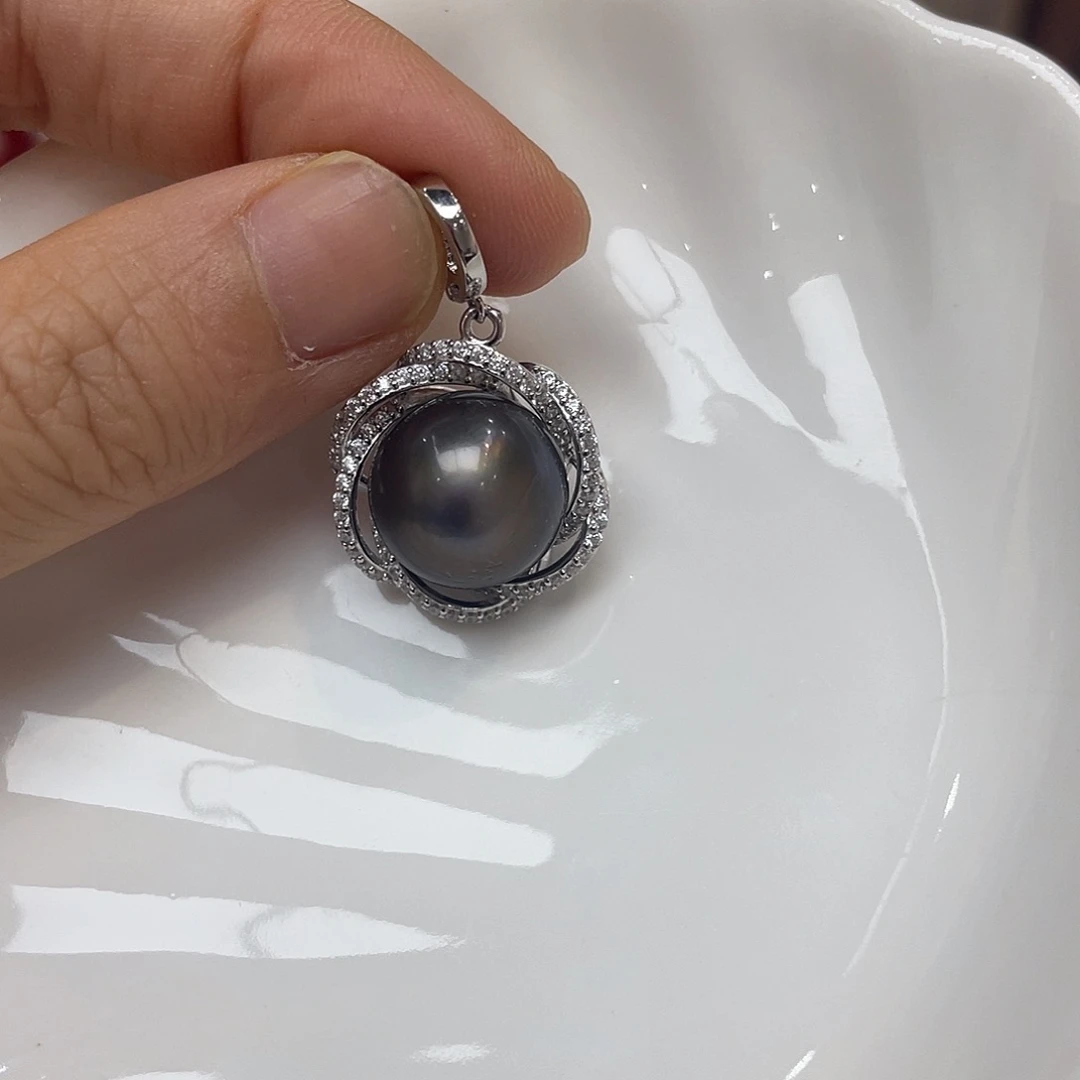 海水珍珠银S925镶嵌吊坠(不含链)