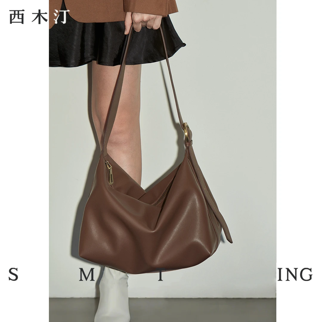 【西木汀】爱软糖 牛皮托特包女大容量单肩通勤包斜挎包包流光风