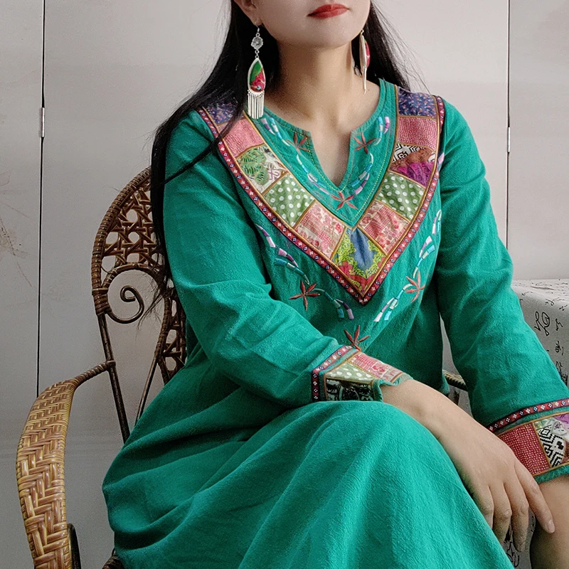 姑苏城服饰-春季百搭长款民族风气质连衣裙152026