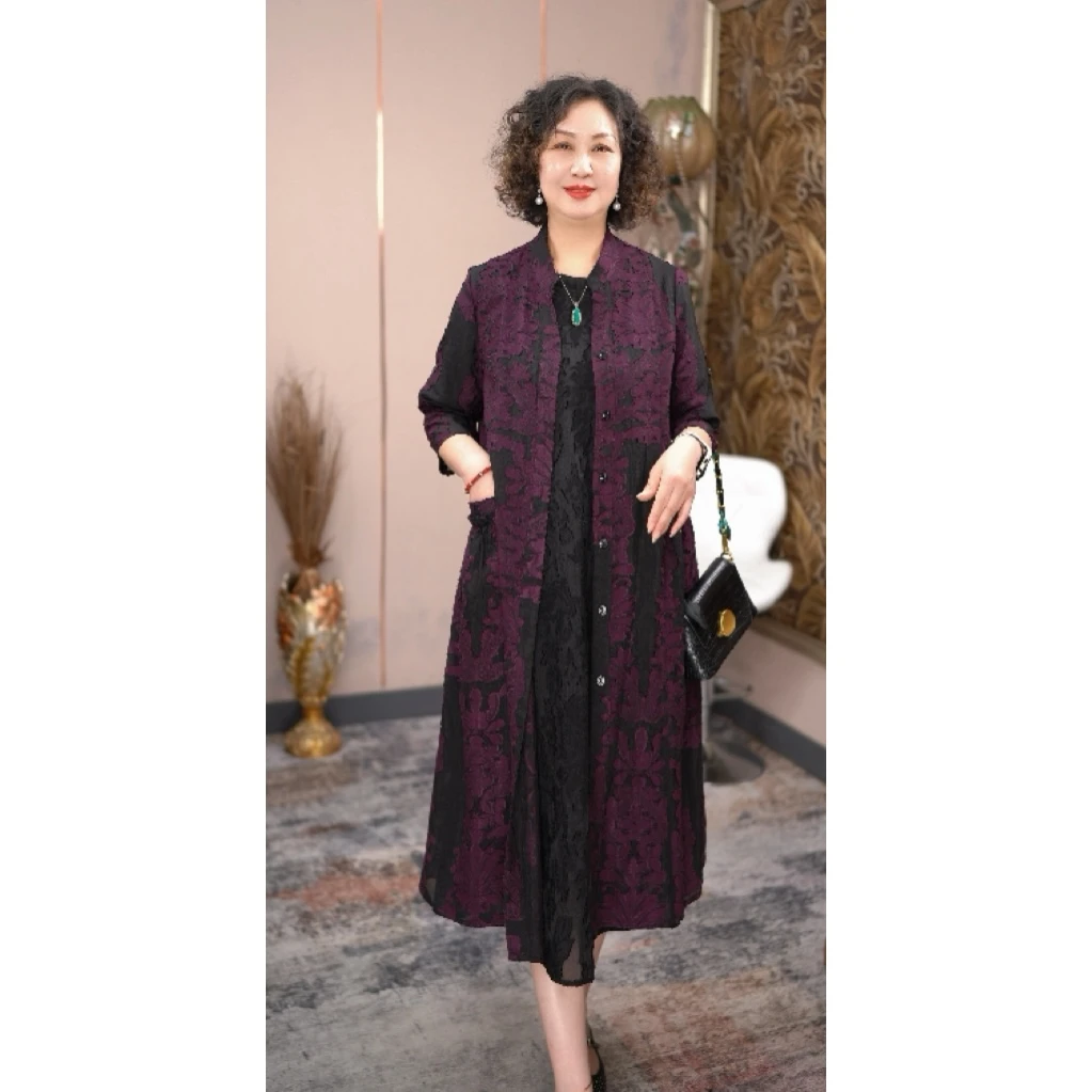 2025春夏季新款时尚夏季外披显瘦不挑人大码外套#539-18紫古典花