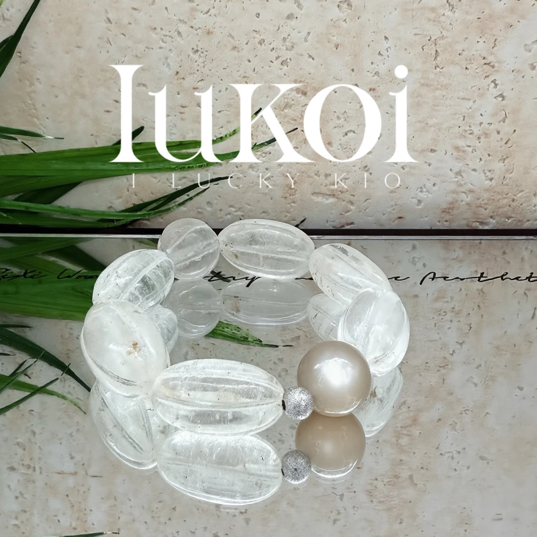 合成金属石英石手链 ｜IUKOI ｜尼泊尔白水 ｜灰月光｜