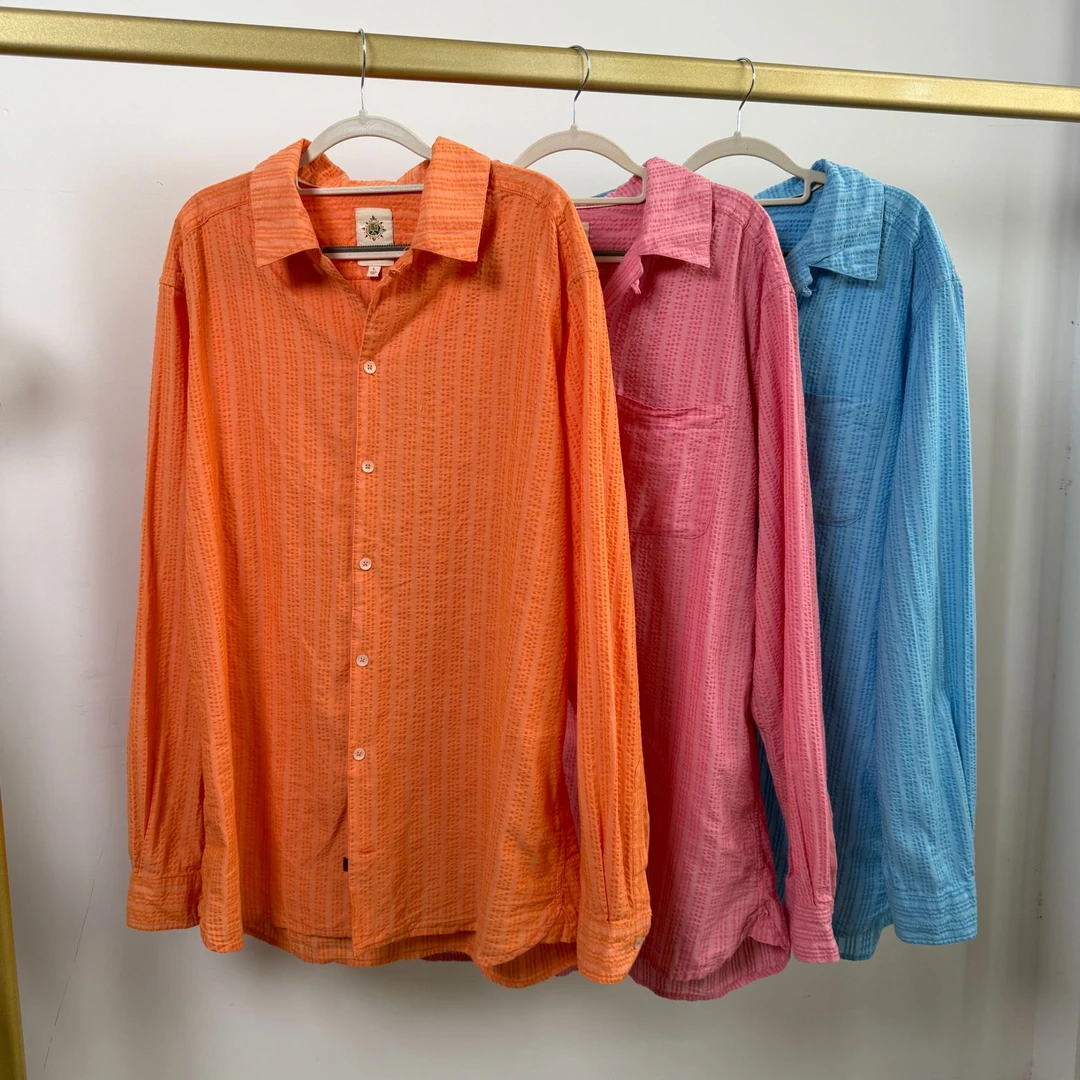 D2203 男士多巴胺色系春秋季长袖衬衫