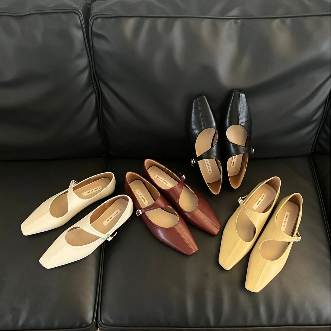 百搭2025年早春新款复古设计感一字带浅口玛丽珍单鞋女软底小皮鞋