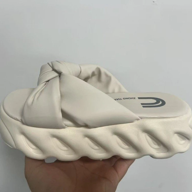 拖鞋橡胶高跟松糕底网红轮胎底仙女风休闲小众厚底学生软底百搭