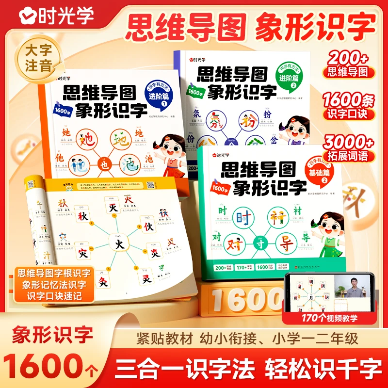 【时光学】思维导图象形识字 幼小衔接小学同步速记1600汉字注音BZ