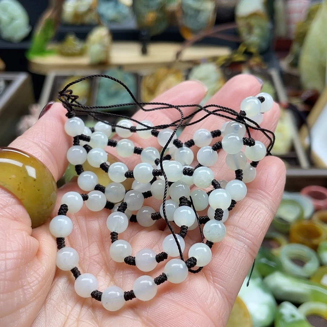 蛇纹石玉颈饰未镶嵌艺*岫玉珠链