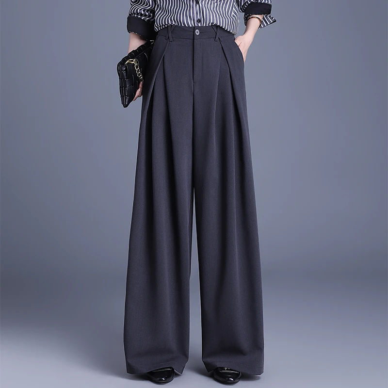 慵懒风阔腿裤休闲女裤子垂感西装裤裙宽松春秋裙裤梨形身材长裤