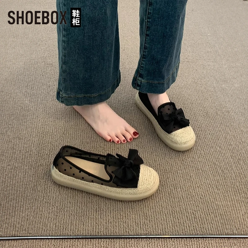 达芙妮旗下晚晚风单鞋女2025夏新款一脚蹬渔夫鞋厚底透气豆豆鞋