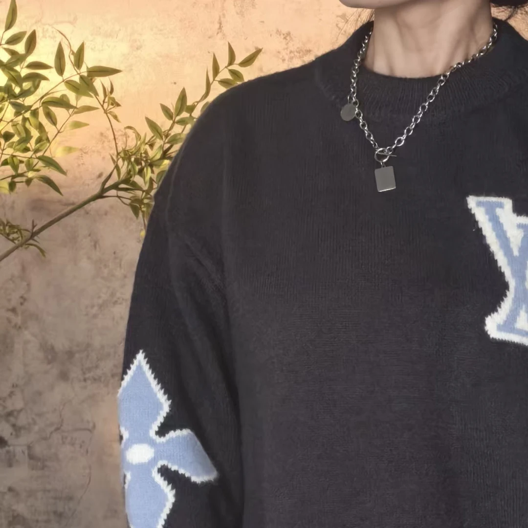 【Lin million专属】秋冬新款通用休闲男女百搭宽松提花针织衫W0014