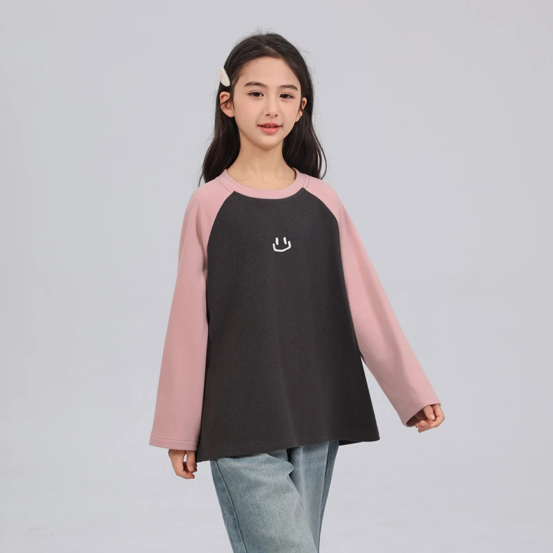 1785女童长袖t恤2025新款儿童春装打底衫中大童女孩独特内搭上衣