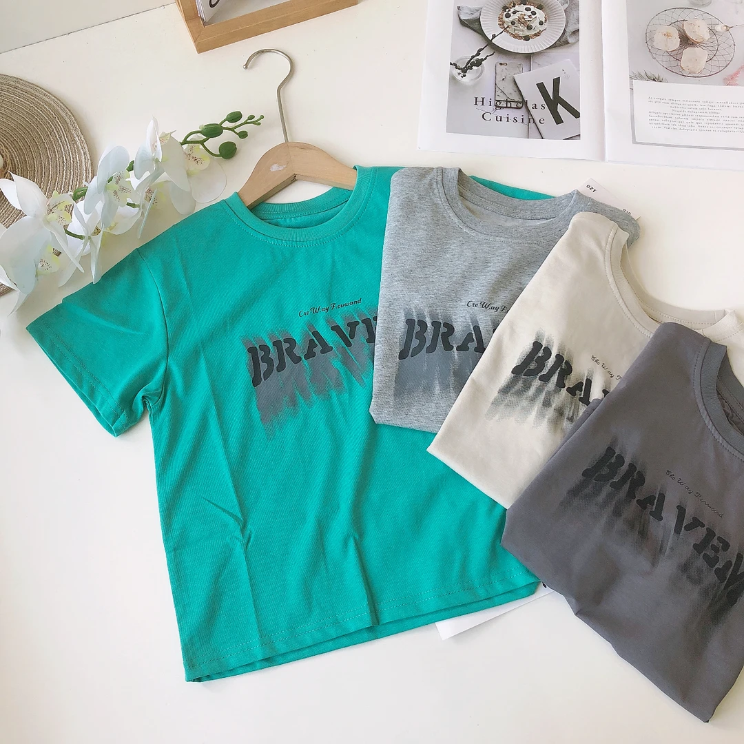 F059新款儿童夏季短袖T恤B字母