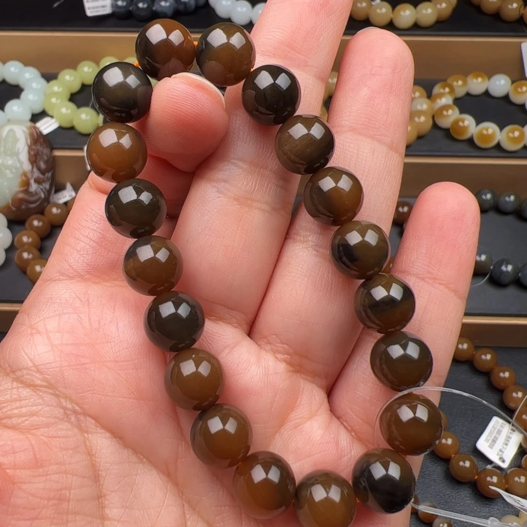 和田玉未镶嵌手链新疆特色虎皮紋糖青花卡10