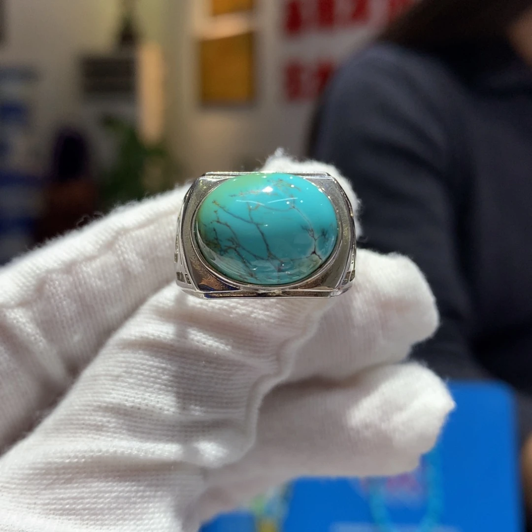 银S925镶嵌绿松石戒指