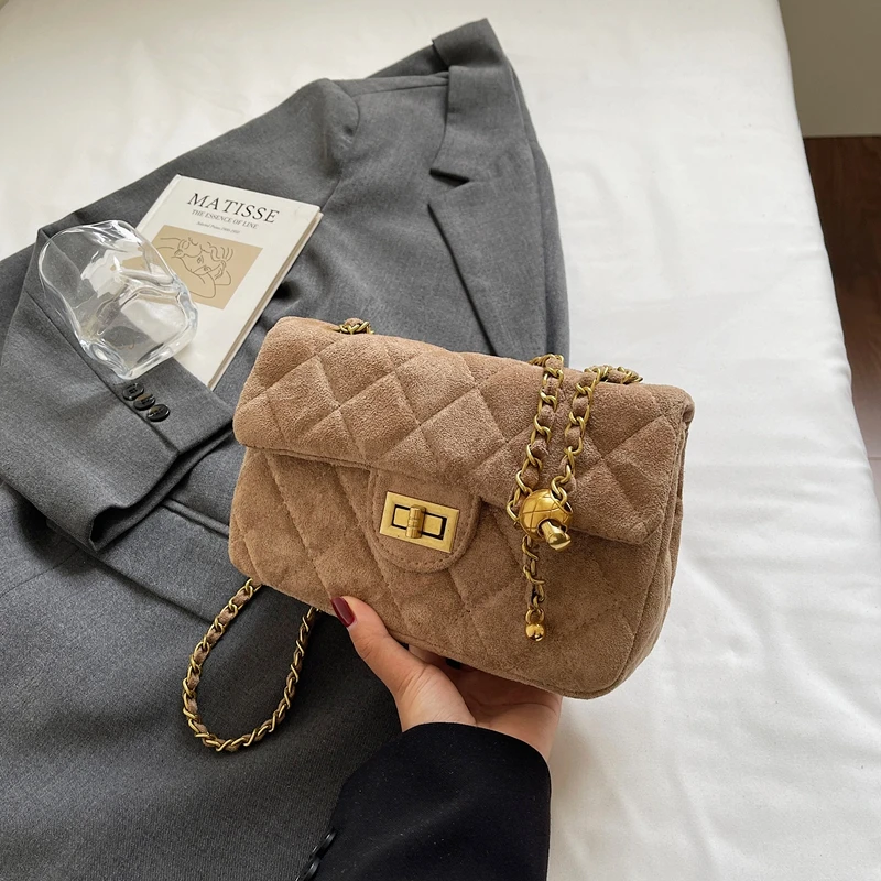 时尚气质通勤包包女高级感菱格包小众小香风设计单肩斜挎包