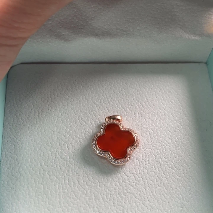 南红玛瑙银S925镶嵌吊坠(不含链)
