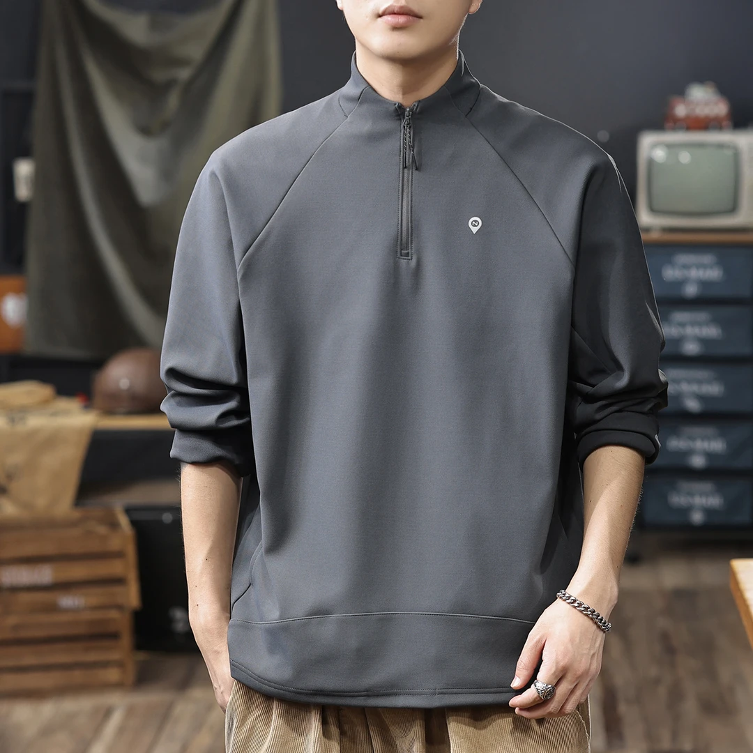 U&PURA美式山系复古防风半拉链卫衣男2025秋季新款户外休闲外套