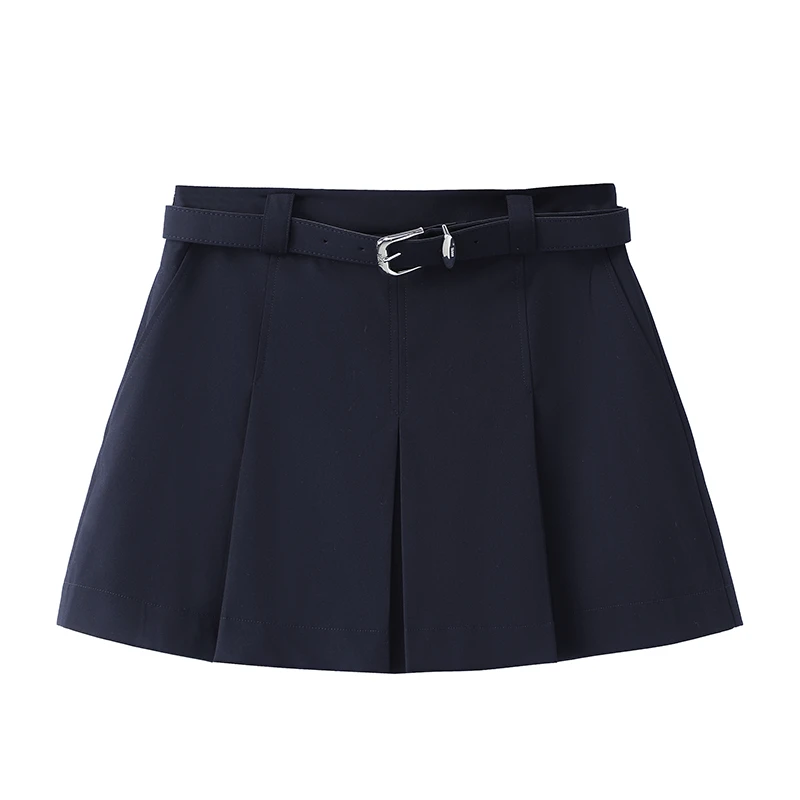 艾家商场同款2025年夏装新款百搭高腰百褶半身腰裙女50433534