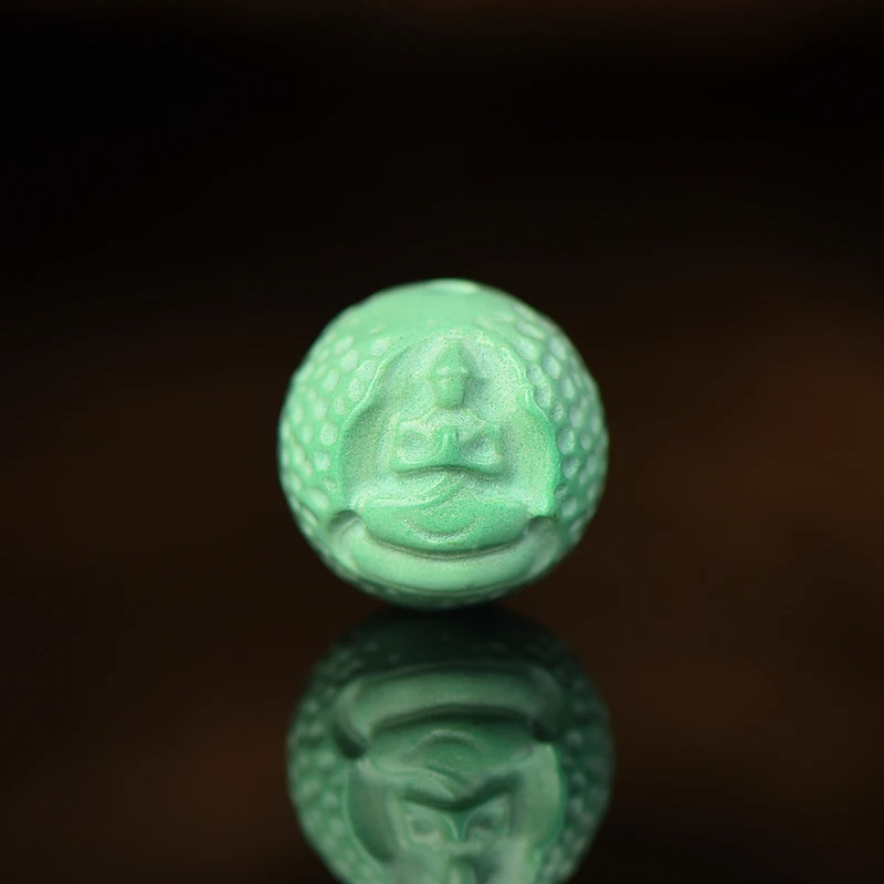 高瓷绿雕刻无相佛单珠手工DIY编织文玩佛珠手串隔珠挂坠配饰包