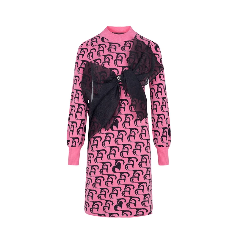 【直播专享】商场同款新品大蝴蝶设计针织连衣裙N1910A34653