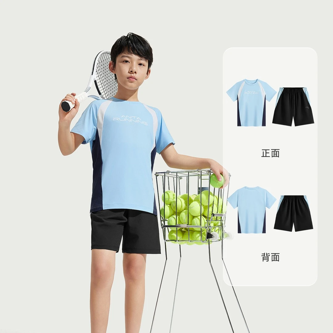 【水冷套装】安踏儿童2025年夏季新款排汗弹力透气吸湿速干运动套装