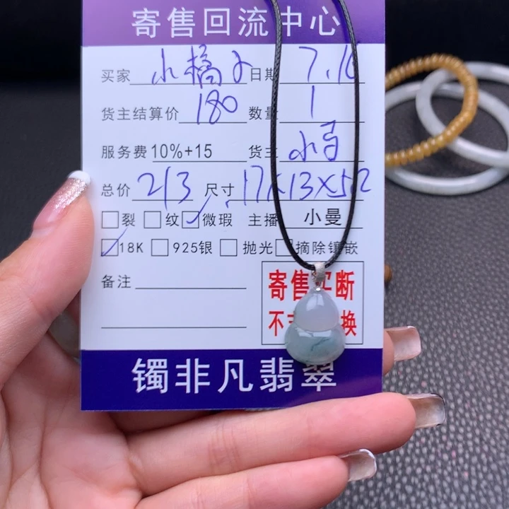 @***子翡翠18K金镶嵌颈饰