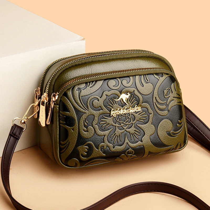 品牌正品女包新款纯色复古压花软皮斜挎包女款爆款2025新款2525