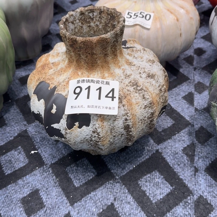 牵***）瓷片景德镇高温花器编码9114高28口8默认无孔