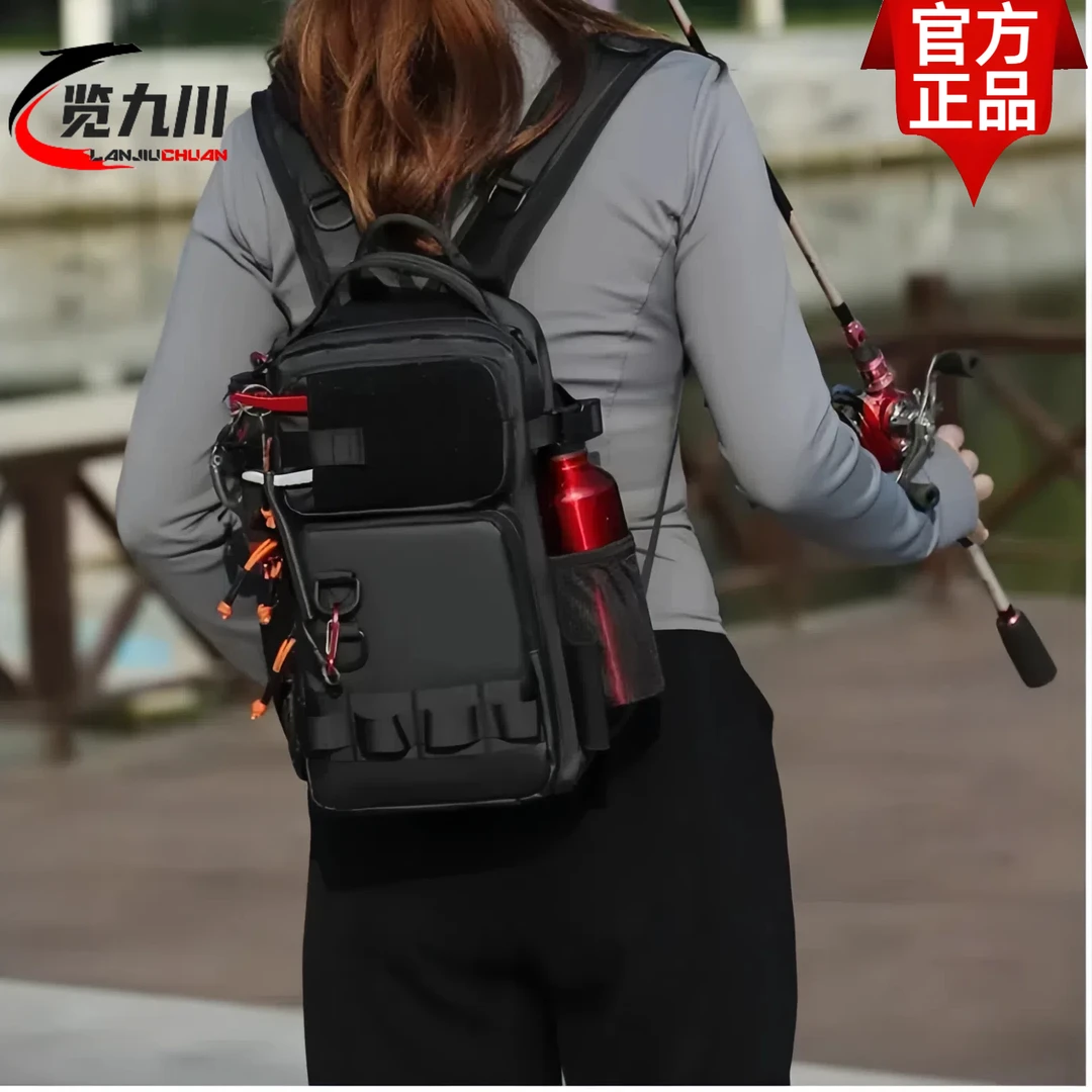 新款防水路亚包多功能单双肩背包斜挎包户外钓鱼包可鱼插竿渔具包