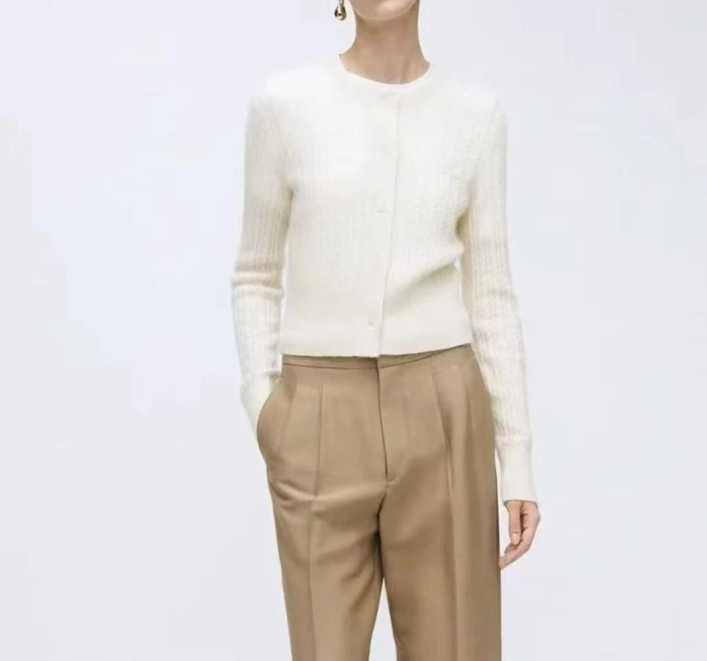 『朱小姐』“清仓微瑕”牦牛绒绞花开衫 F303(A3000)