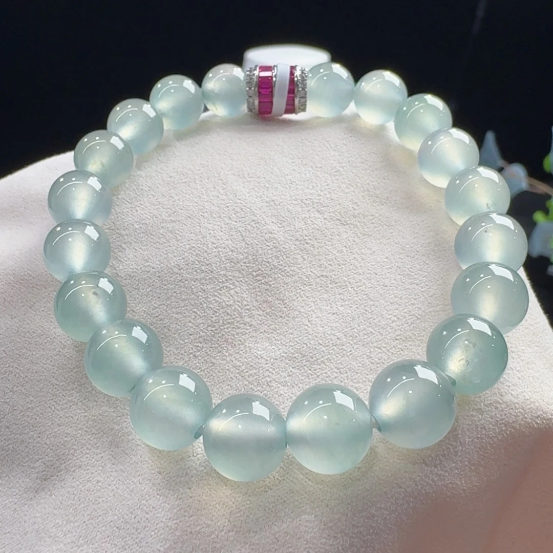 翡翠未镶嵌手链高冰玻晴钢单圈卡8.5-9.5mm