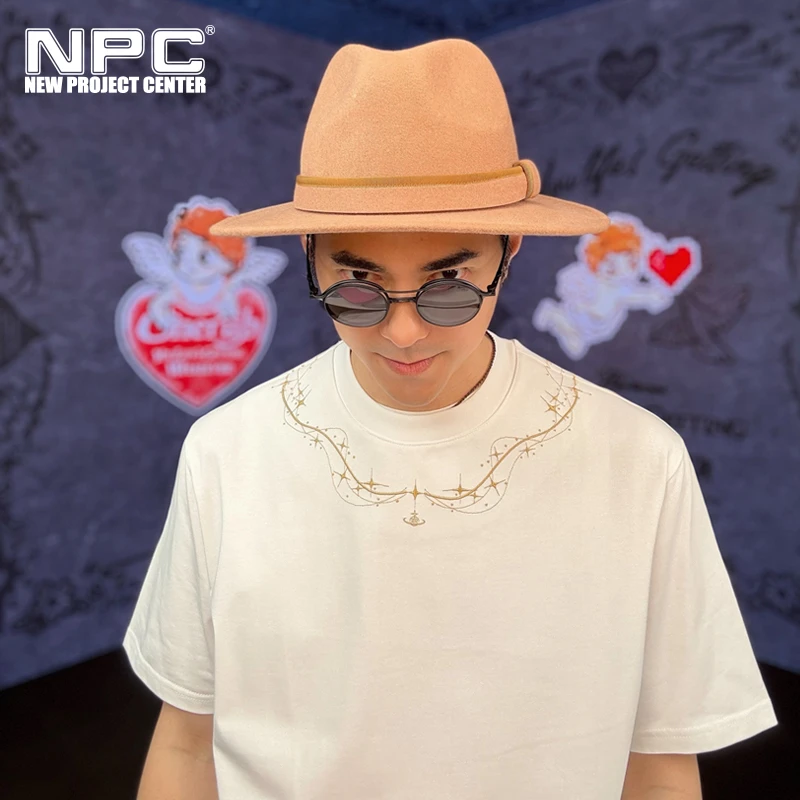 NPC潮牌纯棉重磅255g刺绣短袖百搭T恤男圆领亲肤宽松NP52TE22 J