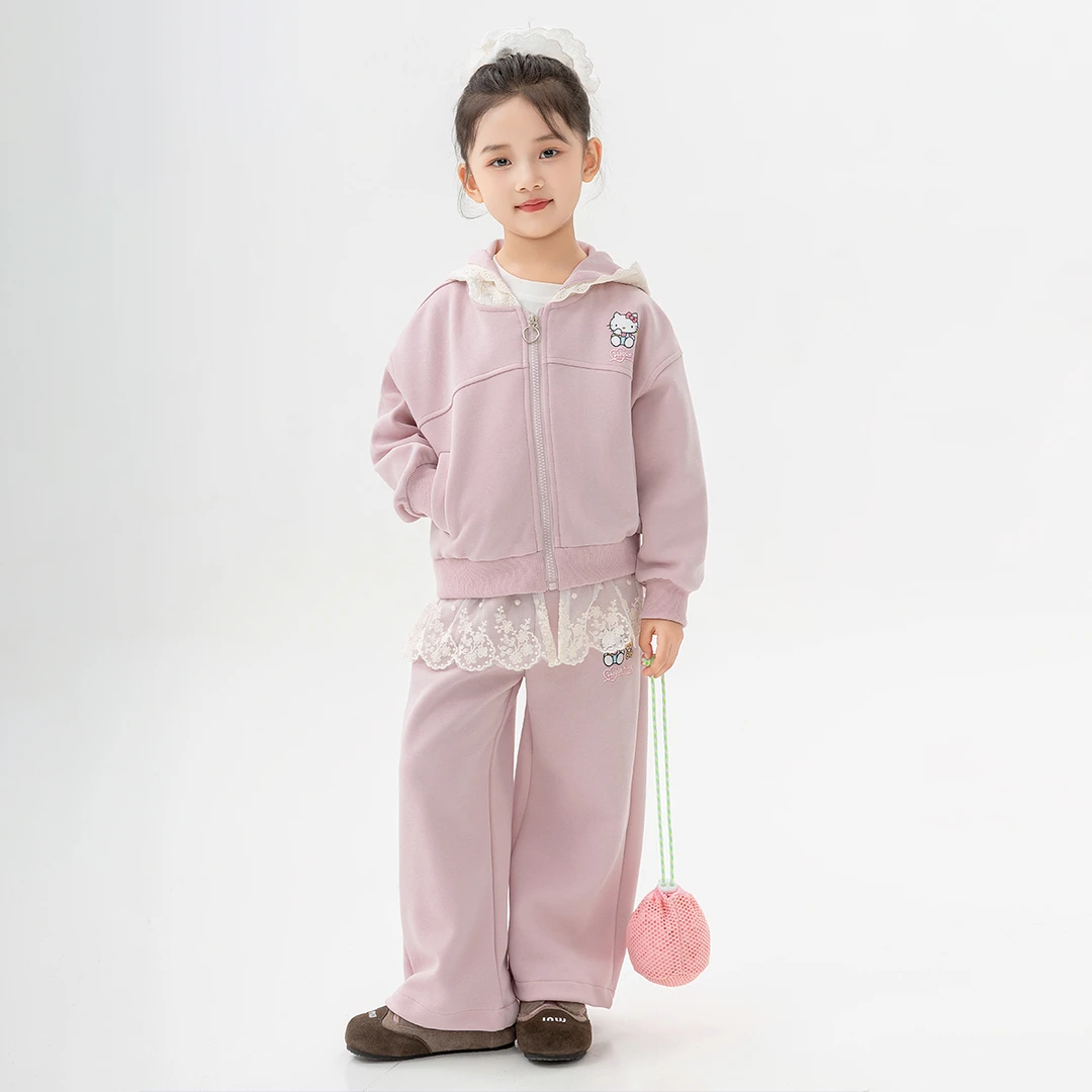 女童秋季套装2025新款凯蒂猫粉色系休闲甜美风中大童装两件套