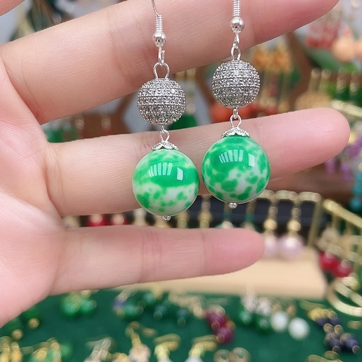 玛瑙/玉髓合金耳饰