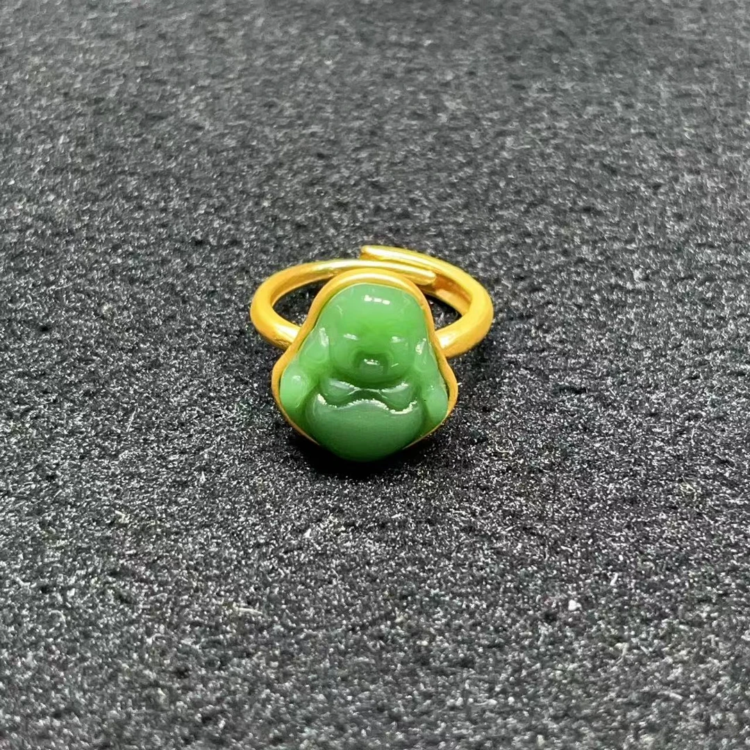 天然独龙玉辣绿佛公戒指 C215—多样性发