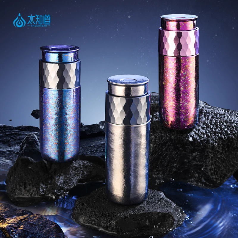 水知道纯钛泡茶杯纯钛茶水分离杯高档保温杯礼品纯钛办公室泡茶杯